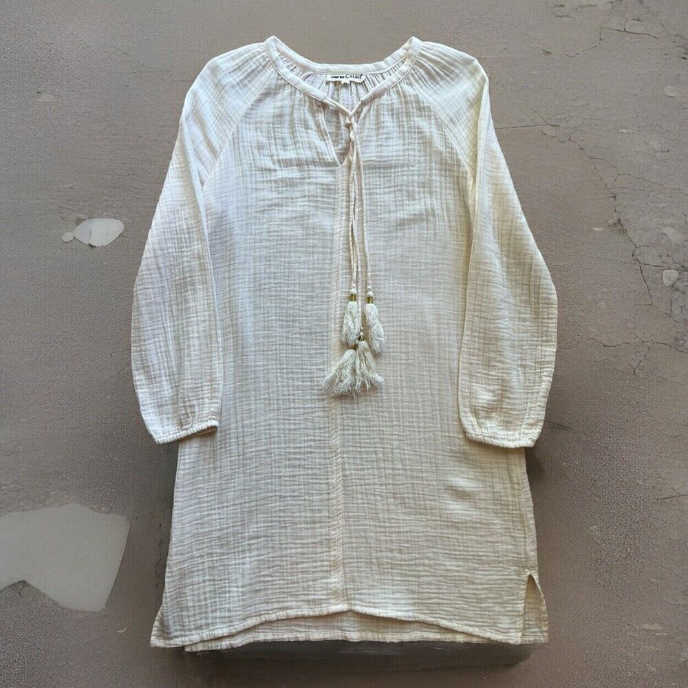 Johnny Was Calme Tunic Dress Women's XS Cream Soft Cotton Glam Boho Party